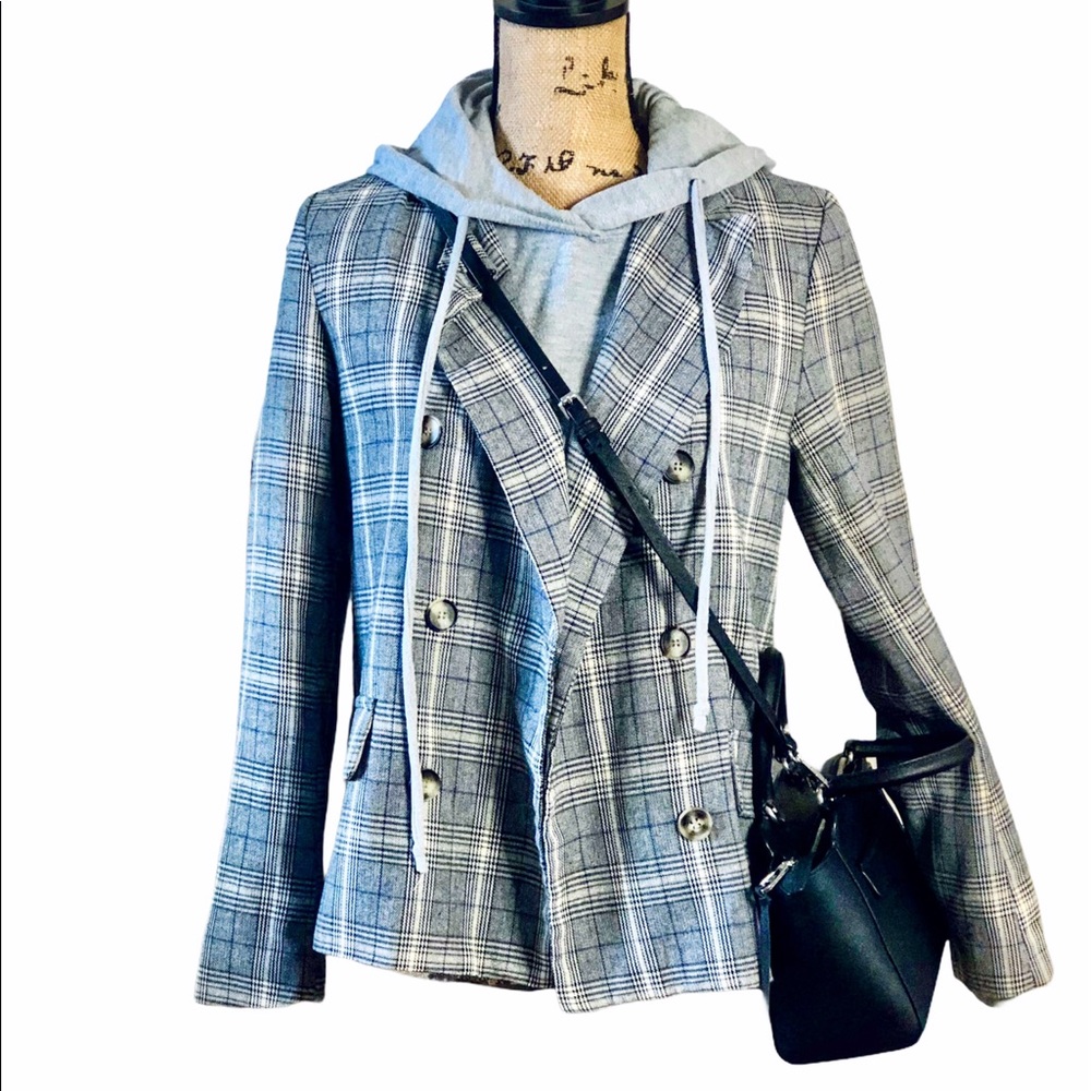 Plaid Jacket Gray Jacket Blazer - image 1